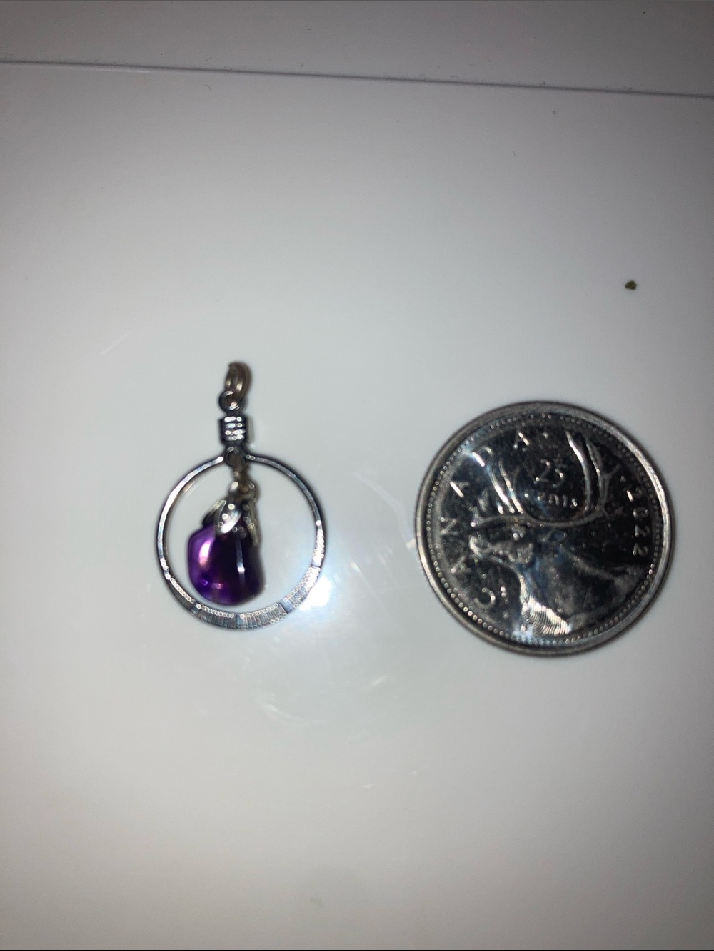 Amethyst & Silver Circle Pendant